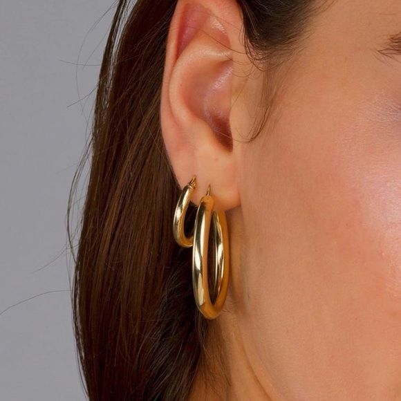 Gold Chunky Hoop Earrings Set for Women-6 pairs - Picture 6 of 6